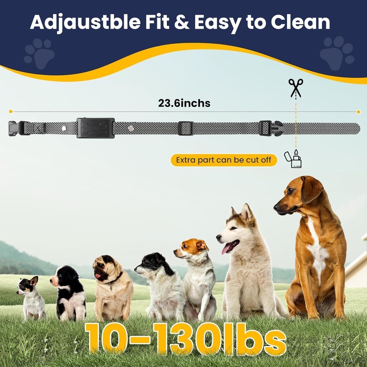 Wireless Dog Fence, Electric Fence for Dogs, Training Collar with Remote System 185 Days Standby Time, Waterproof & Flash Light Portable Dog Perimeter Collar with 3 Training Mode for 2 Dogs
