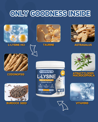 Cat L-Lysine Drops, Paste & Powder, Lysine for Cats - Support Immune System, Respiratory, Eye Health, Ease Sneezing, Runny Nose, Watery Eyes