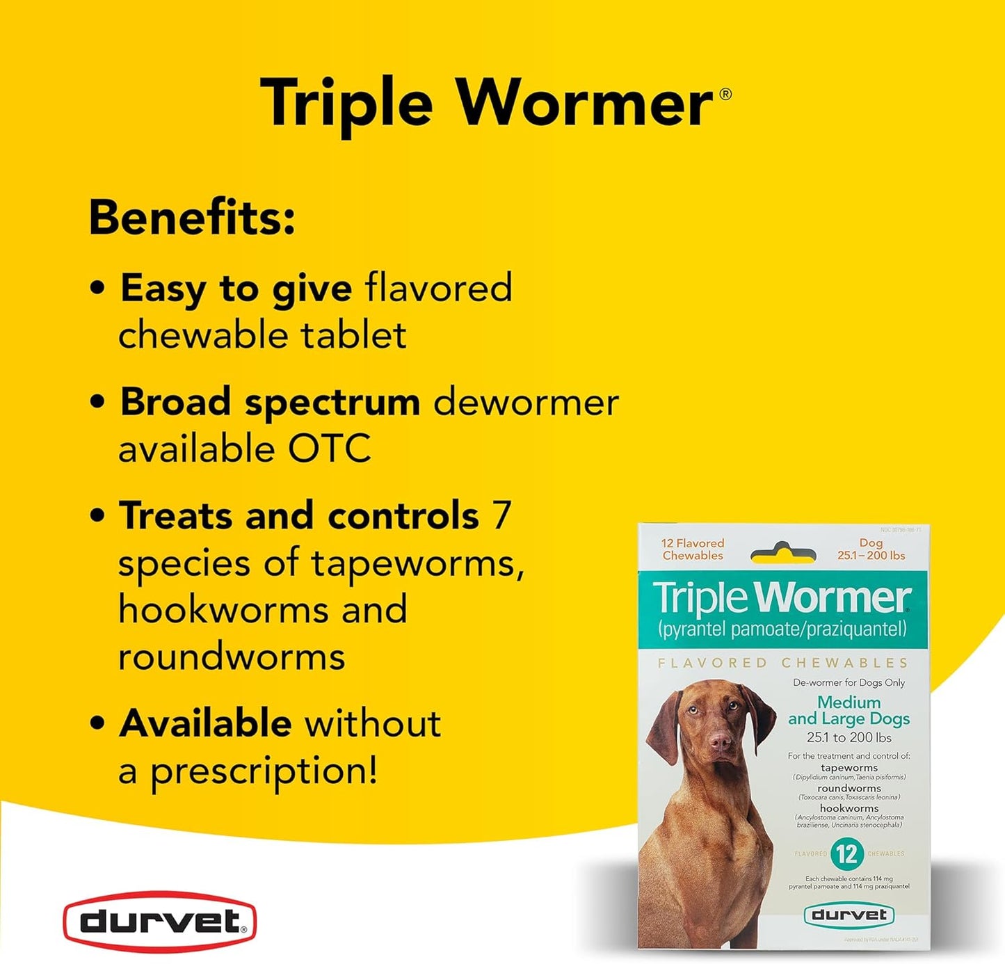Durvet Triple Wormer for Medium and Large Dogs