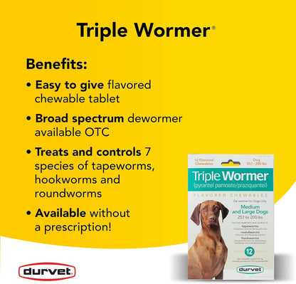 Durvet Triple Wormer for Medium and Large Dogs