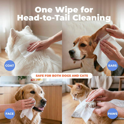 Best Pet Supplies 8" x 9" Large Unscented Dog Wipes - Cleaning and Deodorizing for Paws and Coat - Gentle Formula with Aloe Vera Vitamin E for Puppies and Cats - 100 Count (Pack of 12)
