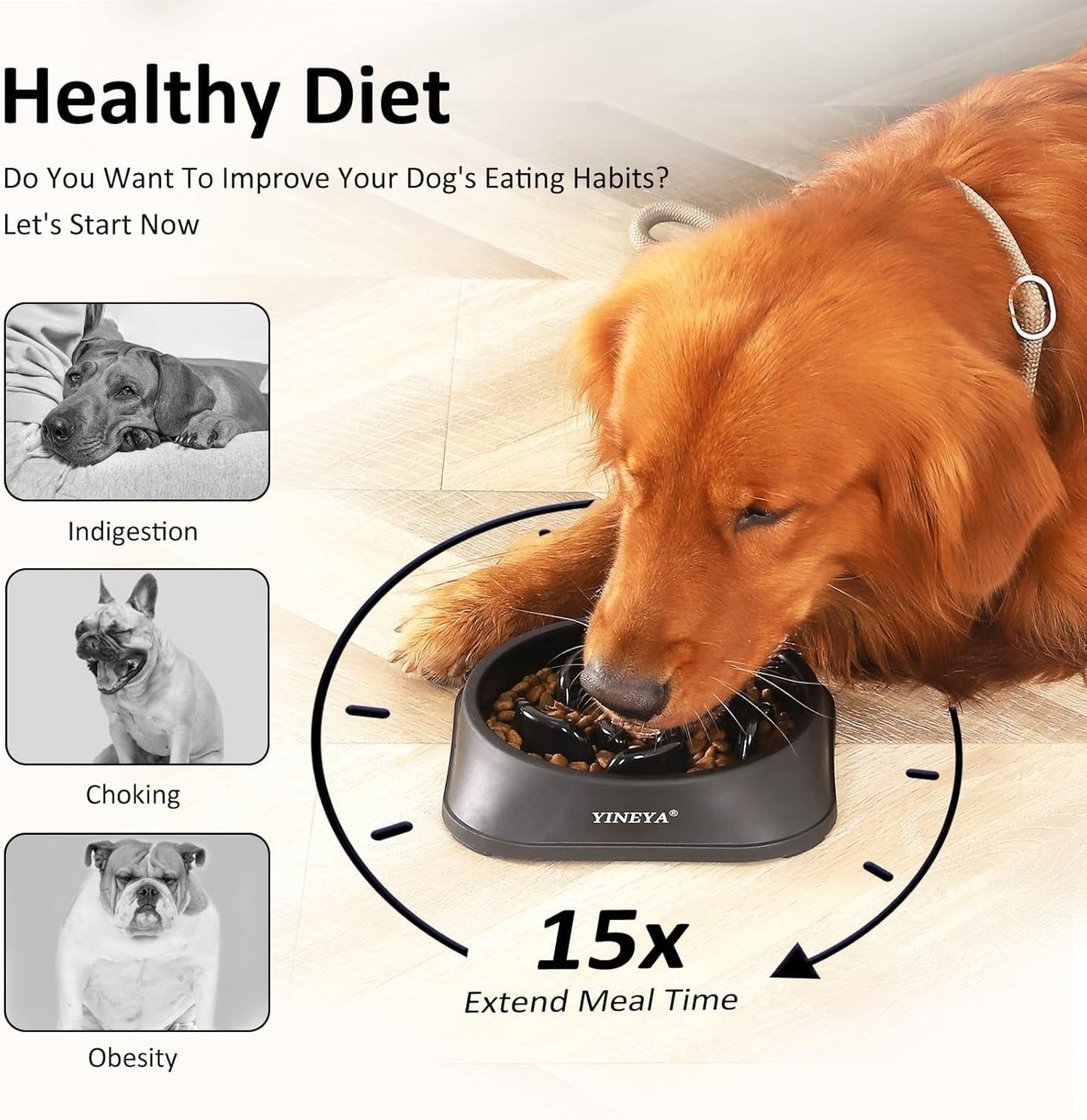 Slow Feeder Dog Bowls, Pet Supplies That Slow Down Eating, Pet Food Bowls, Maze Dog Puzzle Feeder for Medium Breed