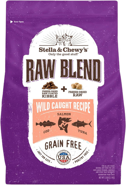 Stella & Chewy's Raw Blend Premium Kibble Cat Food – Grain Free, Protein Rich Meals – Wild-Caught Fish Recipe – 2.5 lb. Bag