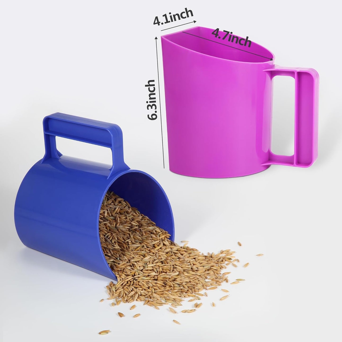 Feed Scoop - Grain Scoop for Horse,Heavy Duty Plastic Large Food Scoop for Large Dogs Livestock 1.8 Quart/7.2Cups (Blue)