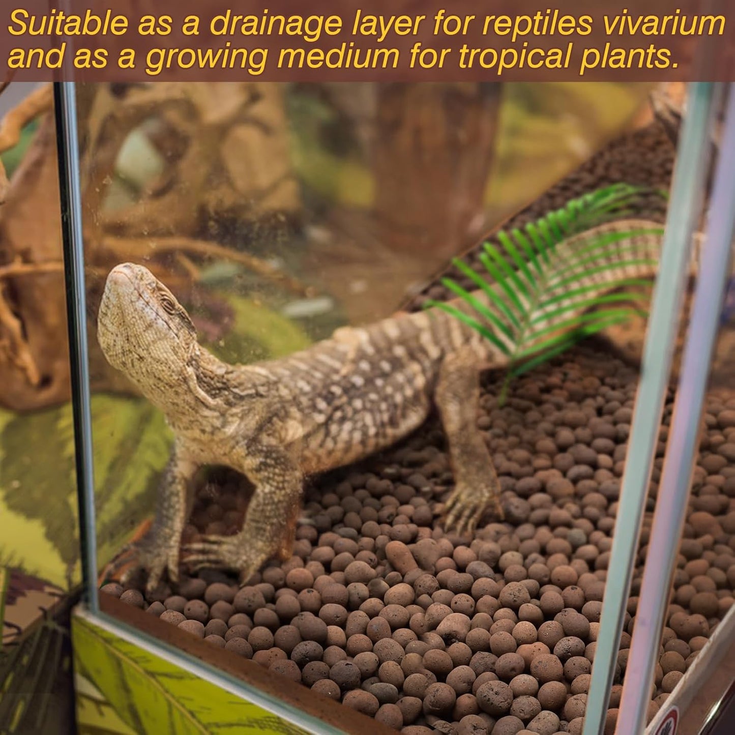 ZeeDix Reptile Substrate Leca Balls - 4LBS Organic Expanded Clay Pebbles, Bioactive Terrarium Bedding for Reptile Tank Habitat Accessories, Ideal for Bearded Dragon, Tortoise, Gecko, Snake & Frog