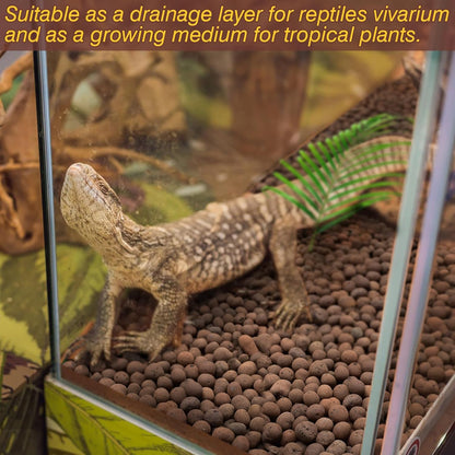 ZeeDix Reptile Substrate Leca Balls - 4LBS Organic Expanded Clay Pebbles, Bioactive Terrarium Bedding for Reptile Tank Habitat Accessories, Ideal for Bearded Dragon, Tortoise, Gecko, Snake & Frog