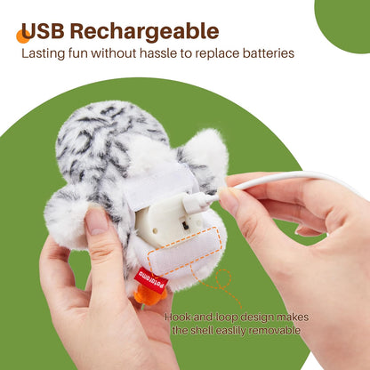 Potaroma Flapping Owl Cat Toys (No Flying), Lifelike Bird Chirp, Rechargeable Touch Activated Kitten Toy, Interactive Catnip Kicker Exercise Toys 4.0" for All Breeds