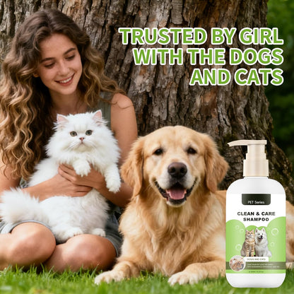 Clean Care Shampoo for Dogs and Cats, Seasonal Itch Relief Shampoo, for Allergies, Itching, Skin and Coat Supplement, Helps Shedding-Gentle Care for Long, Short & Curly Hair