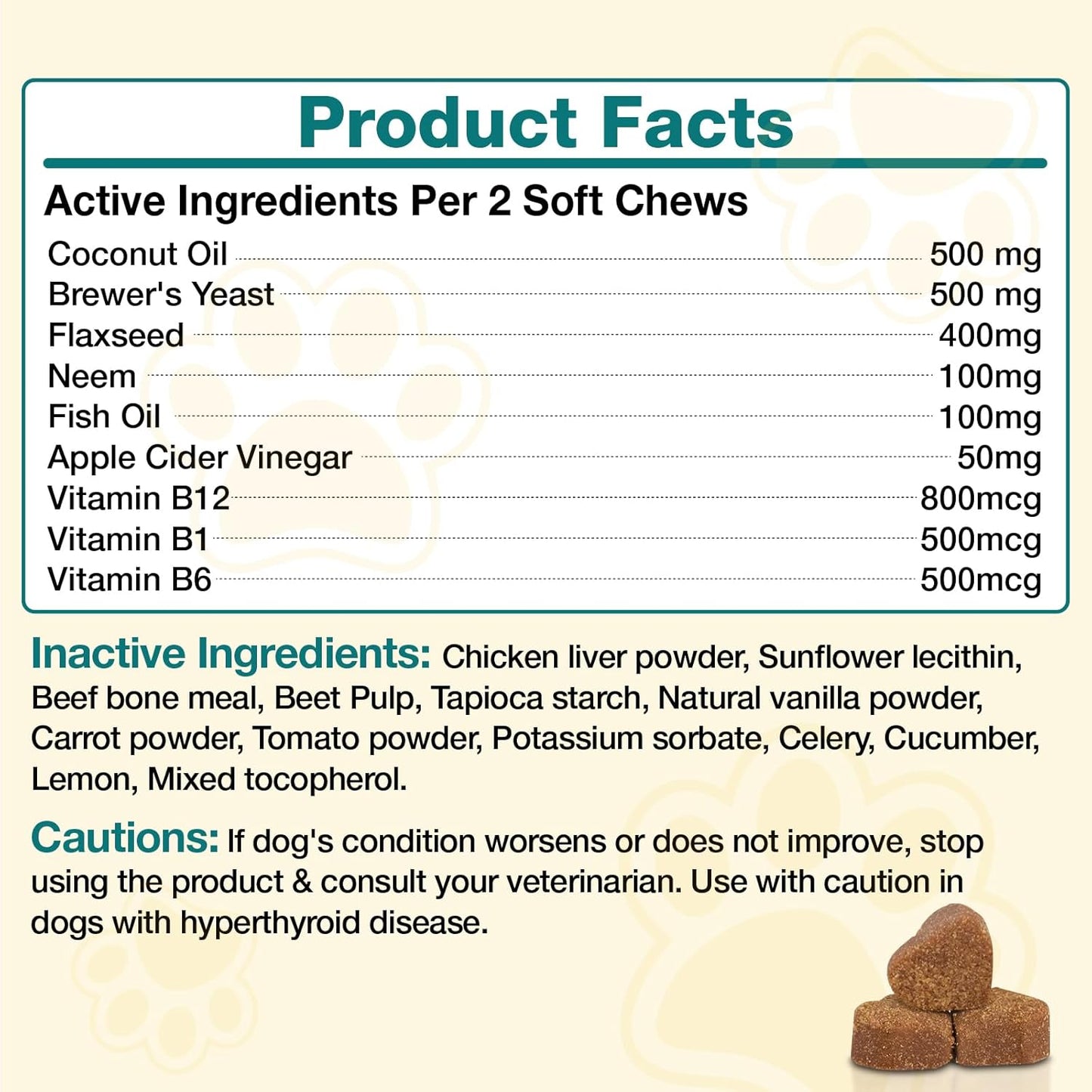 Flea and Tick Prevention for Dogs Chewables, 60 Chews, Natural Dog Flea and Tick Treatment Chewable Supplement for All Breeds & Ages, Beef Flavor