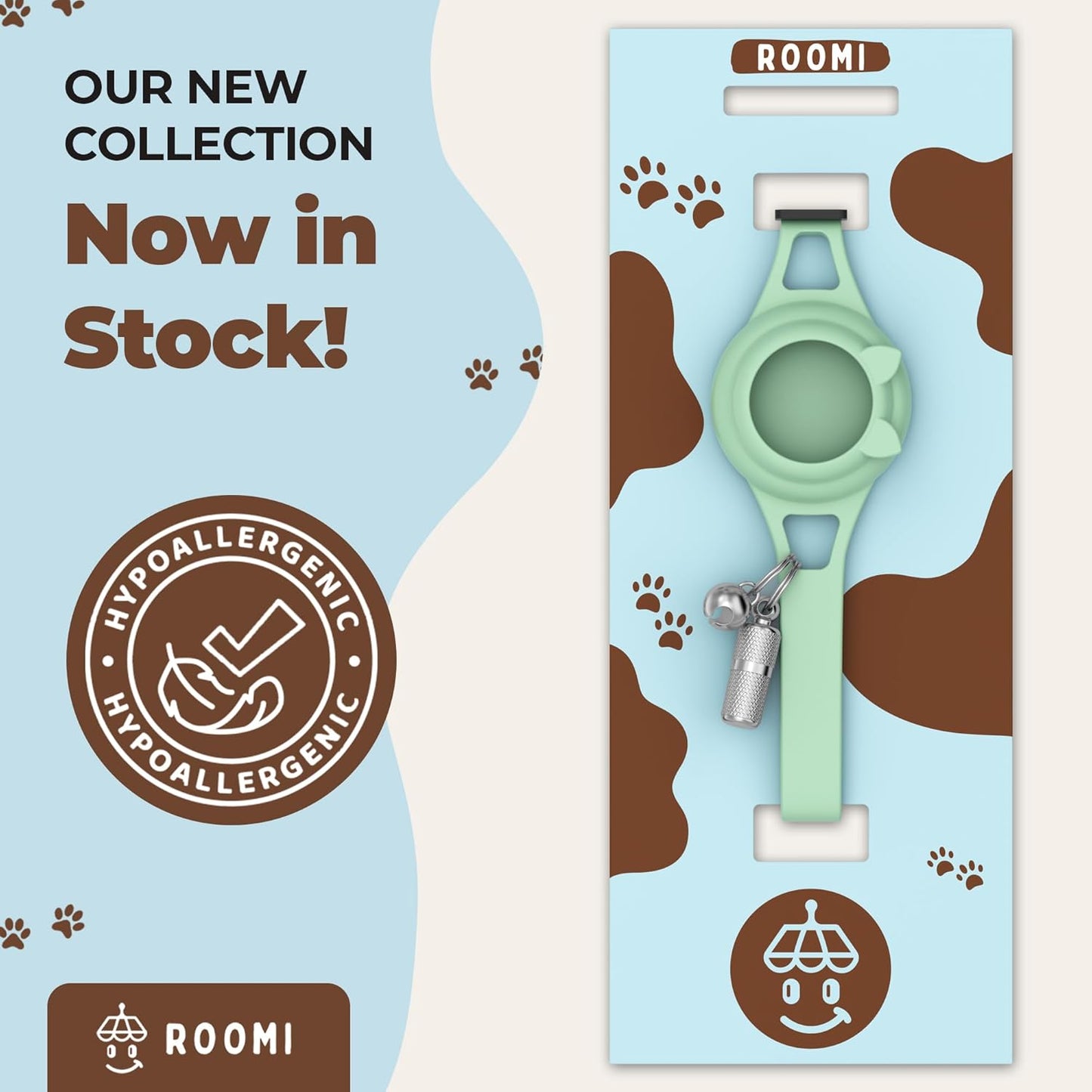 Hypoallergenic cat Collar with Breakaway Clasp, Bell & ID Tag. Compatible with Apple Airtag. Waterproof & Lightweight cat Collar with airtag Holder. Durable & Tear Resistant.