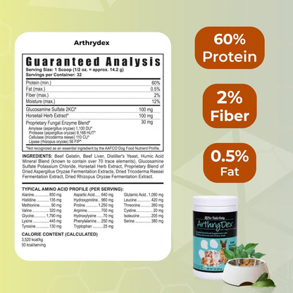 YOUNGEVITY Arthrydex Complete Nutritional Supplement | Vitamins Amino Acids Enzymes | Pets Healthy Bones & Joints -1 lb Canister