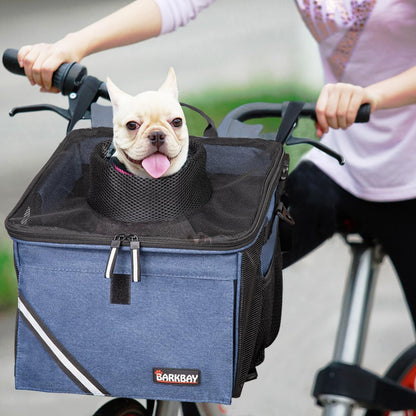 Pet Carrier Bicycle Basket Bag Pet Carrier/Booster Backpack for Dogs and Cats with Big Side Pockets,Comfy & Padded Shoulder Strap,Travel with Your Pet Safety（Classic Blue）