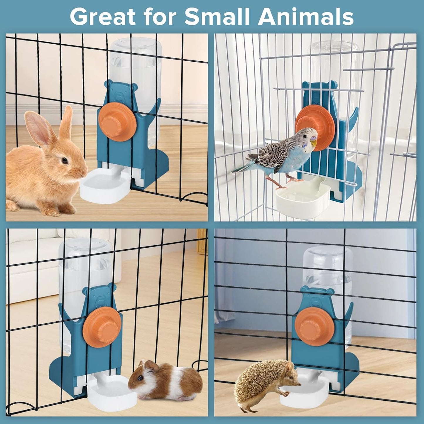 Kenond 17 oz Pet Water Bottle,Guinea Pig No Drip Water Bowl for Cage,Hanging Automatic Gravity Water Dispenser for Small Animals Rabbit Hedgehog Chinchilla Bunny Bird Canary Budgies