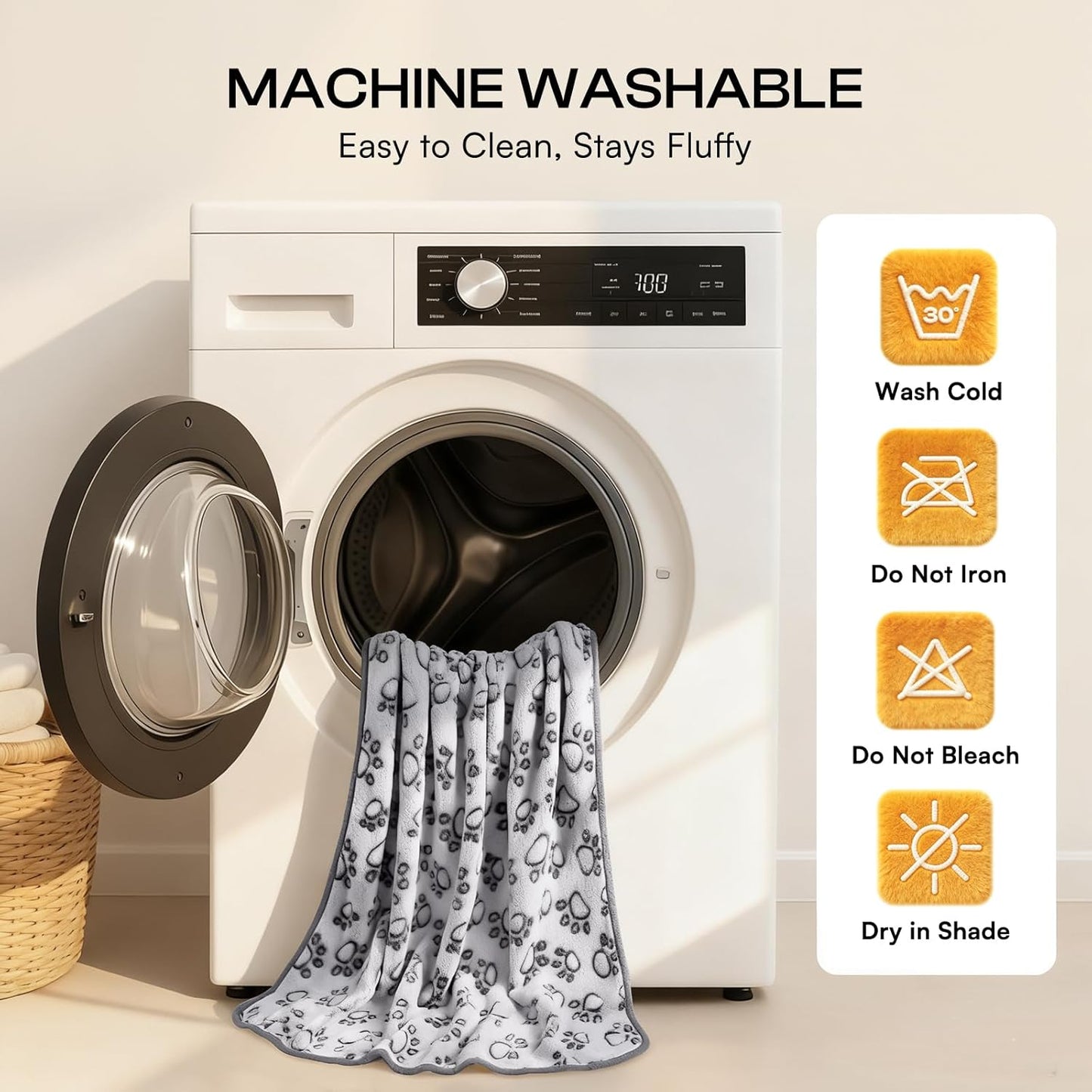 Luciphia Premium Soft Dog Blanket for Small Medium Large Dogs Washable 300GSM Fluffy Warm Fleece Puppy Cat Paw Print Pet Flannel Grey Paw M(30"x20")