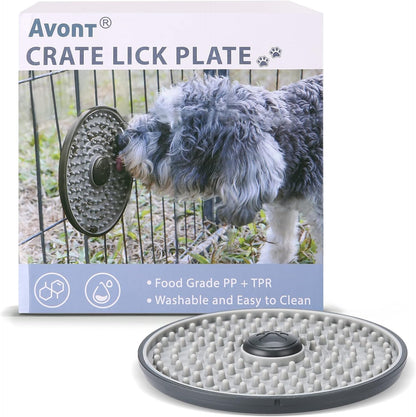 Avont Lick Mat for Dogs Cats, Cat Dog Crate Lick Mat Slow Feeder for Wet Food, Peanut Butter Lick Pad, Soothing Calming Licking Mat for Kennel Crate Training Grooming -Grey