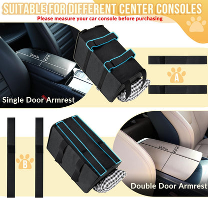 SlowTon Console Dog Car Seat - Portable Dogs Armrest Booster Seat for Small Dog, Anti-Collapse Pet Car Seat with Soft Cushion Safety Belt, Support Pet Up to 11lbs (Black)