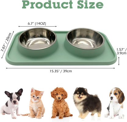 BNOSDM Dark Green Dog Food Bowls and Slow Feeder Dog Bowls for Puppy Cats Kitten Small Dogs