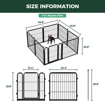 FXW Rollick Unleashed Dog Playpen for Indoor, Yard, RV Camping, 24 inch 8 Panels for Small and Puppy Dogs, Black│Patented