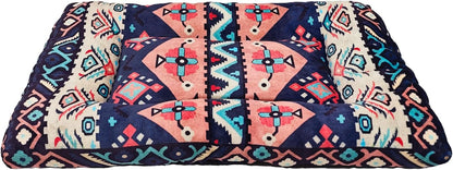 Washable Dog Crate Bed, Ultra Soft & Anti-Slip Crate Pad, Cozy Kennel Mat for Large/Medium/Small Dogs, Thick & Bohemian Dog Bed Mat (Pink, 23.0" L x 17.0" W x 2.3" H)