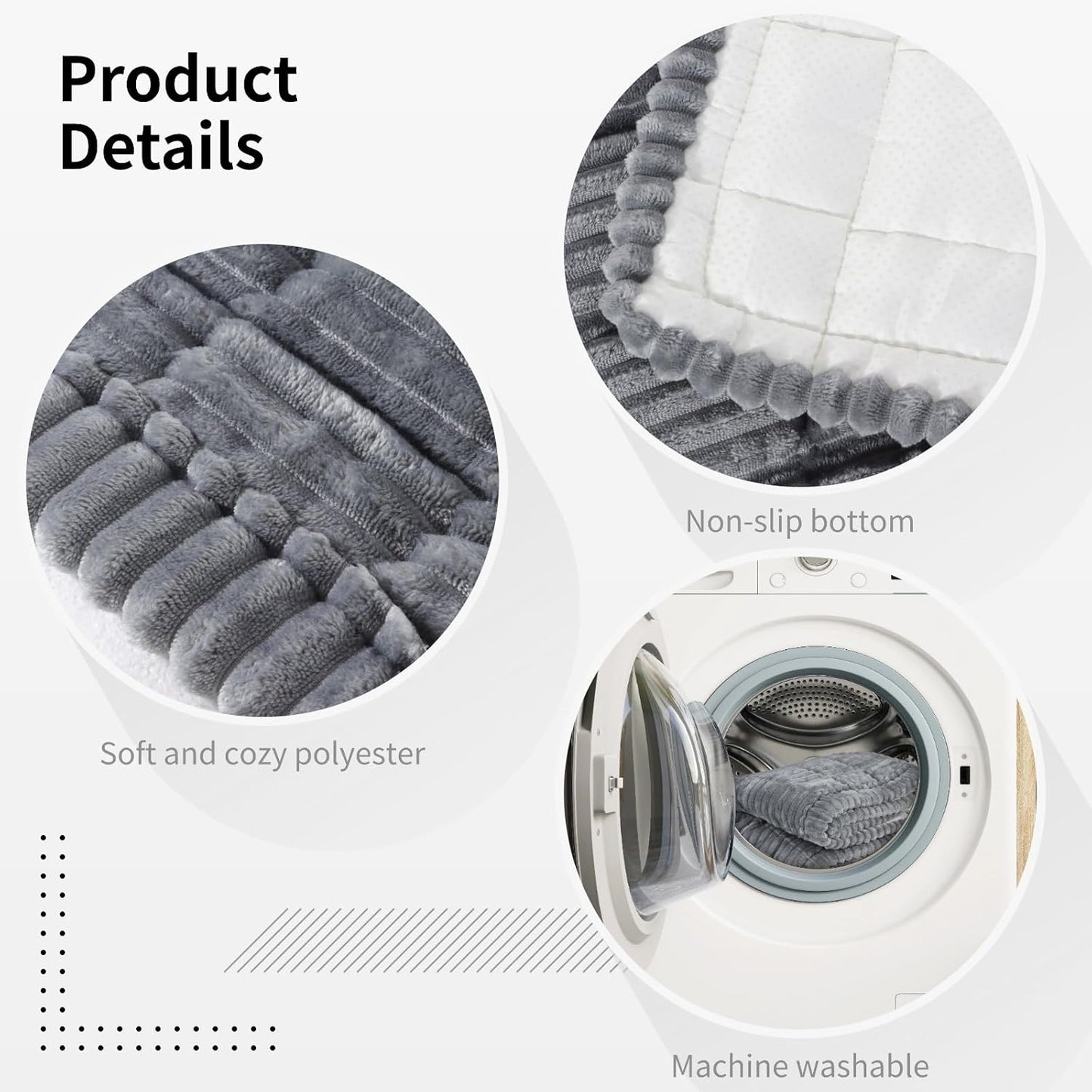 Backseat Dog Blanket for Car, Non-Slip Dog Bed Car Seat Protector, Soft & Cozy Dogs Blanket, Gray Machine Washable Travel Pet Mat for Cars, 24.4 x 53.9 in