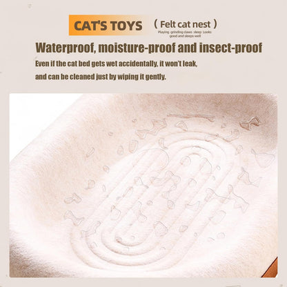 DMZBJ-Large 2-in-1 Cat Scratcher and Bed, Wear-Resistant Felt Material, Suitable for Cats and Large Cats, Effectively Protects Your Couch and Furniture.(White Cat Scratcher)