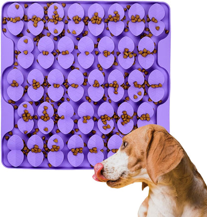 Silicone Snuffle Mat for Dogs, Dog Extra Large Lick Mat Slow Feeder with Suction Cups, Interactive Dog Puzzle Feeder Sniff Mat Foraging Mat for Smell Training Slow Eating, XXL Purple