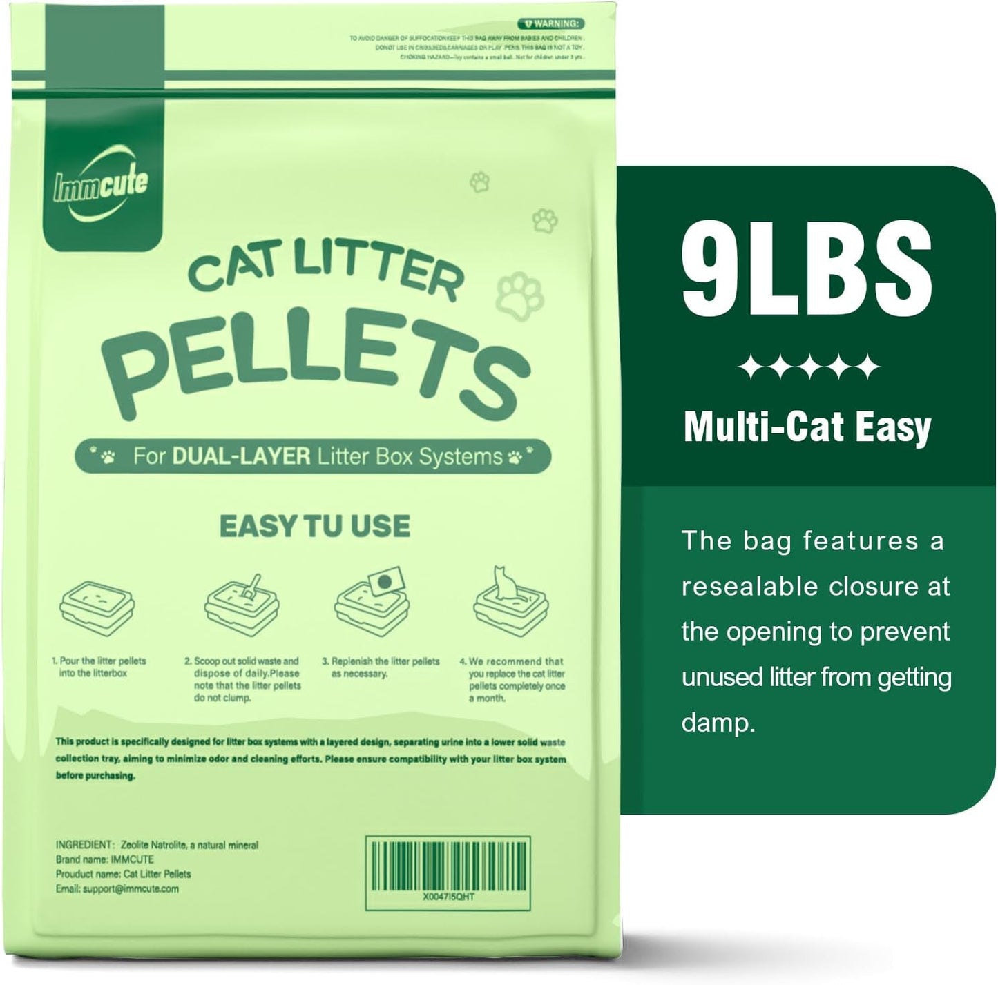 Cat Litter Pellets 9 lbs, Generic Litter Pellets Refills Exclusively for Dual-Layer Litter Box Systems, Dehydrating, Zeolite, Long-Lasting Odor Control Non-climping, Not Low-Tracking