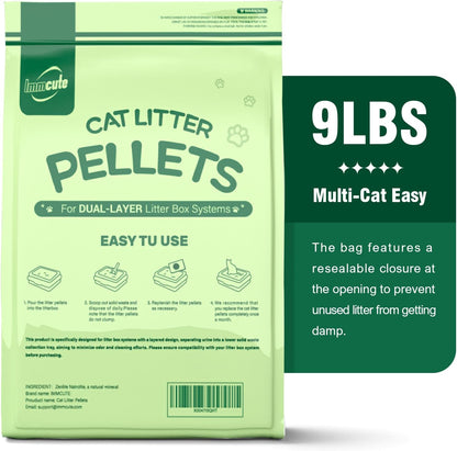 Cat Litter Pellets 9 lbs, Generic Litter Pellets Refills Exclusively for Dual-Layer Litter Box Systems, Dehydrating, Zeolite, Long-Lasting Odor Control Non-climping, Not Low-Tracking