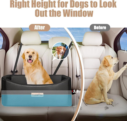 Large Leather Dog Car Seat, Cool and Refreshing Pet Booster Truck Bed with Dog Safety Belt, Waterproof Pet Travel Bed, Summer Elevated Pet Kennel, Easy Cleaning