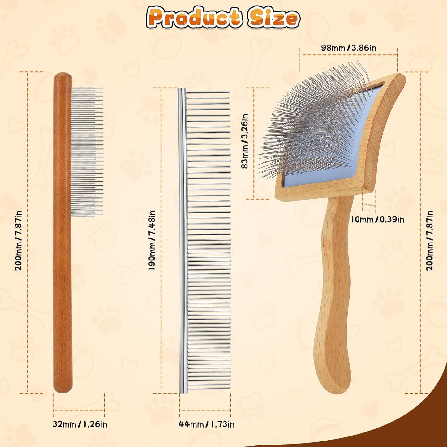 3 PCS Slicker Brush for Dogs, Makerfire Ergonomic Dog Slicker Brush for Grooming Long Hair Dogs, Professional Dog Grooming Brushes with Detangler Comb for Golden Doodle & Poodle