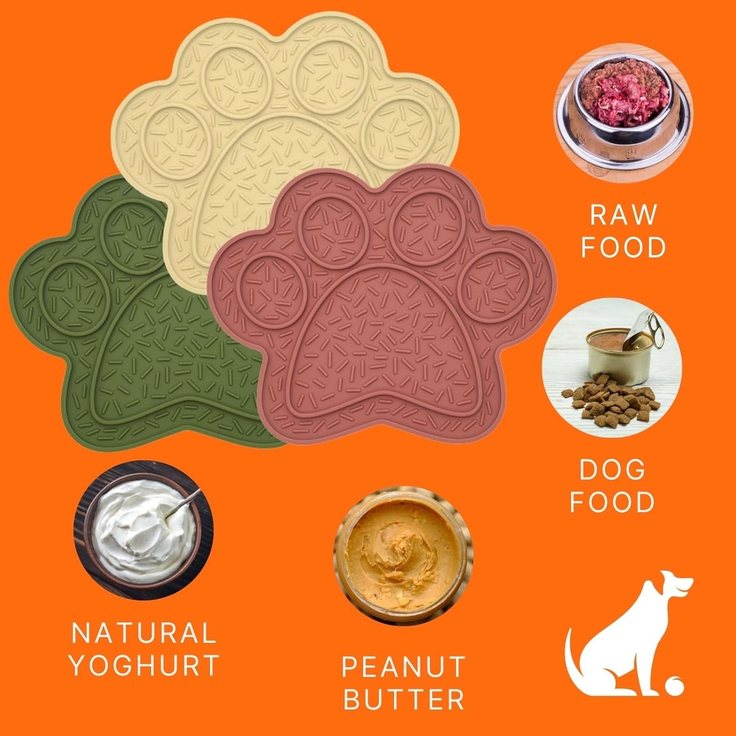 Lick Mat for Dogs & Cats 3 Pack, DOOGUES Slow Feeder Mat for Anxiety Relief, Non-Slip Suction Cups, Spread with Peanut Butter, Yoghurt or Treats, Suitable for Small and Medium Pets (Pink Green Beige)