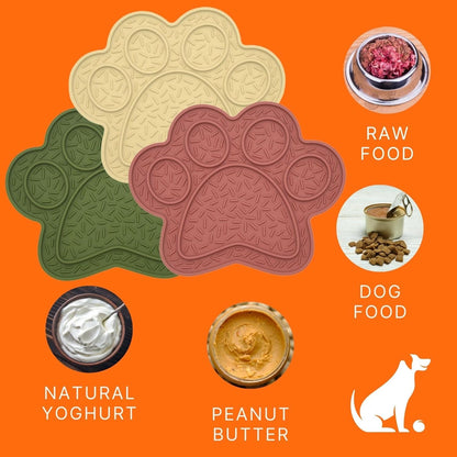 Lick Mat for Dogs & Cats 3 Pack, DOOGUES Slow Feeder Mat for Anxiety Relief, Non-Slip Suction Cups, Spread with Peanut Butter, Yoghurt or Treats, Suitable for Small and Medium Pets (Pink Green Beige)