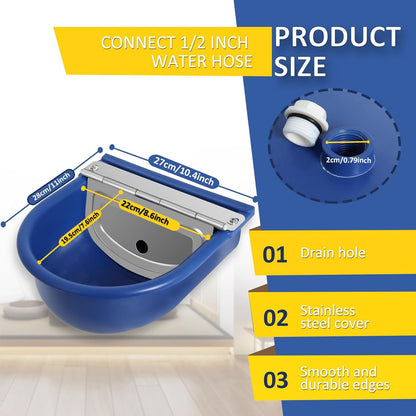 Automatic Water Dispenser for Dogs, Plastic Automatic Dog Waterer Livestock Water Bowl Goat Waterer with 39 inch Water Hose for Horse Water Trough