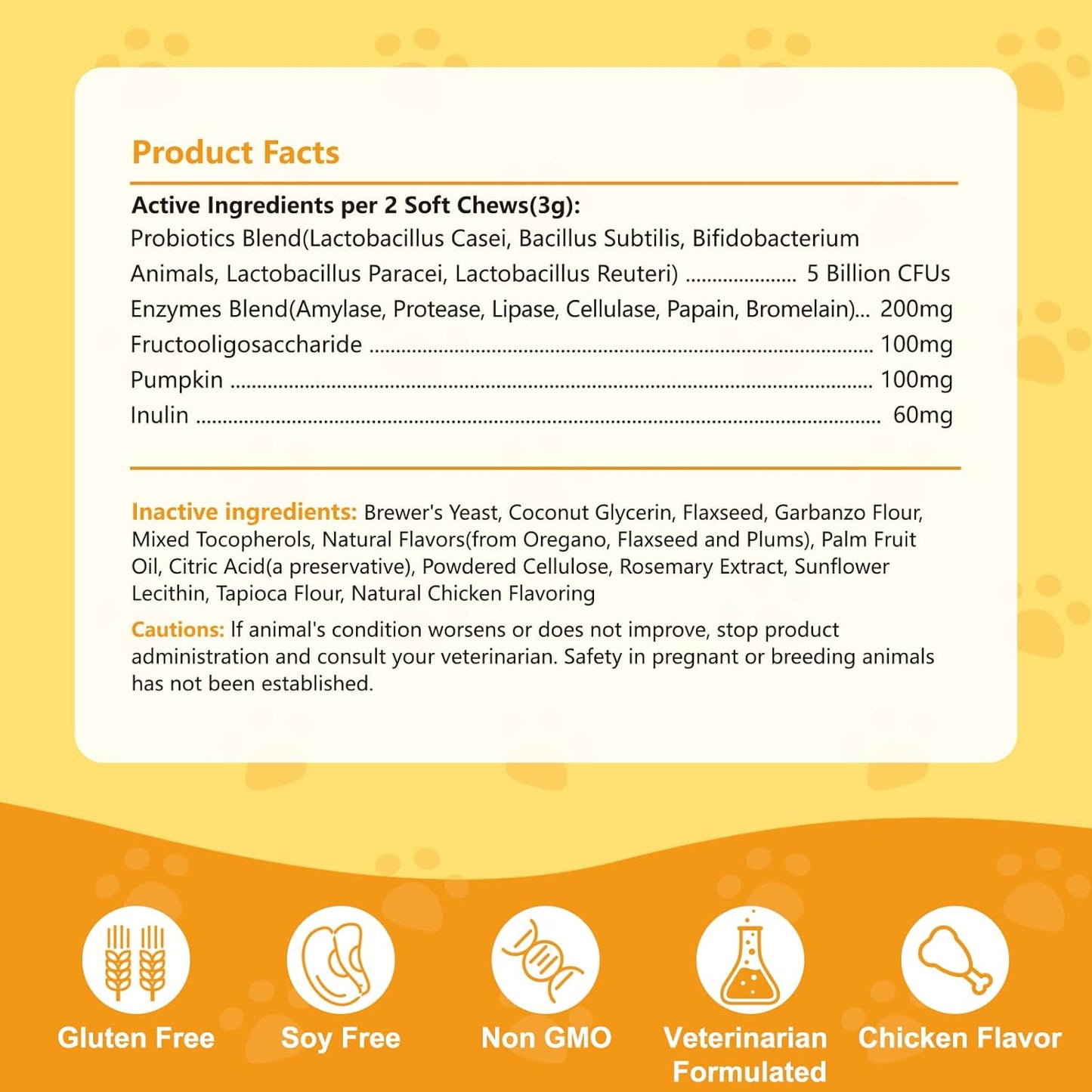 Probiotics for Dogs & Cats, with Prebiotics, Digestive Enzymes,Inulin, Pumpkin for Digestive, Gut, Skin & lmmune Health, Reduce Diarrhea & Gas, Small and Large Dog & Cats, 120 Chews