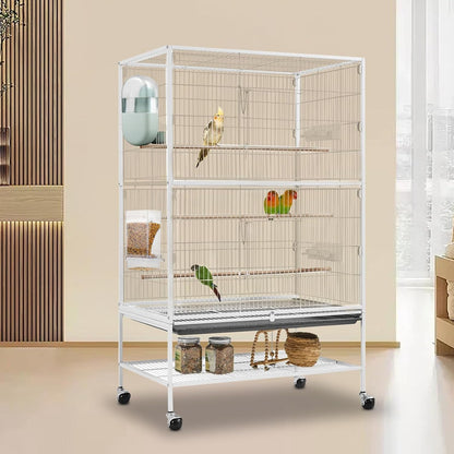 No Mess Bird Feeder & Water Dispenser Set - Automatic Feeding & Hydration, Parakeet Cage Accessories for Parrots, Cockatiels, Finches, Lovebirds & Budgies