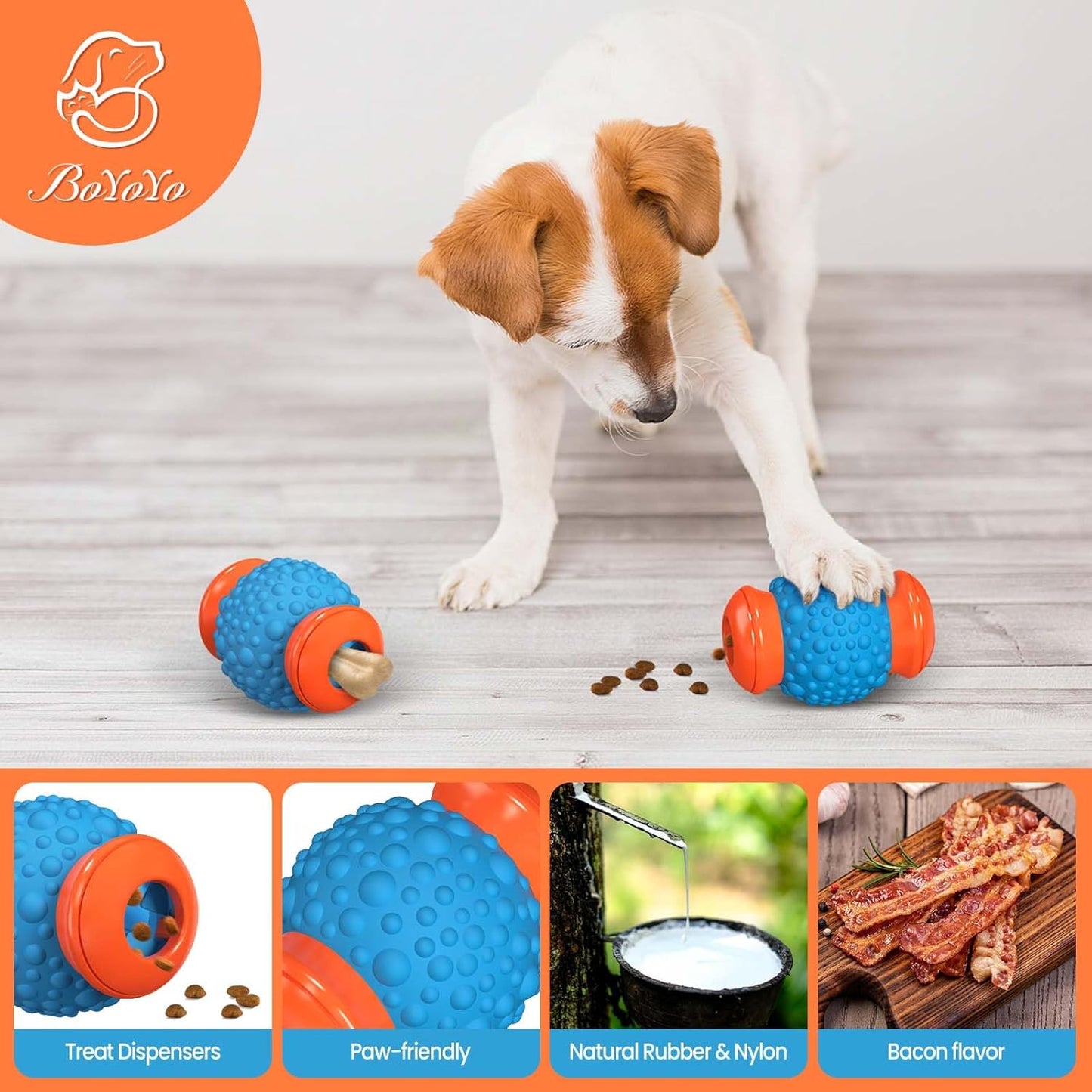 Interactive Dog Toys Treat Dispenser - Slow Puzzle Feeder for Large Dogs, Mental Stimulation for Anxiety Relief & Boredom