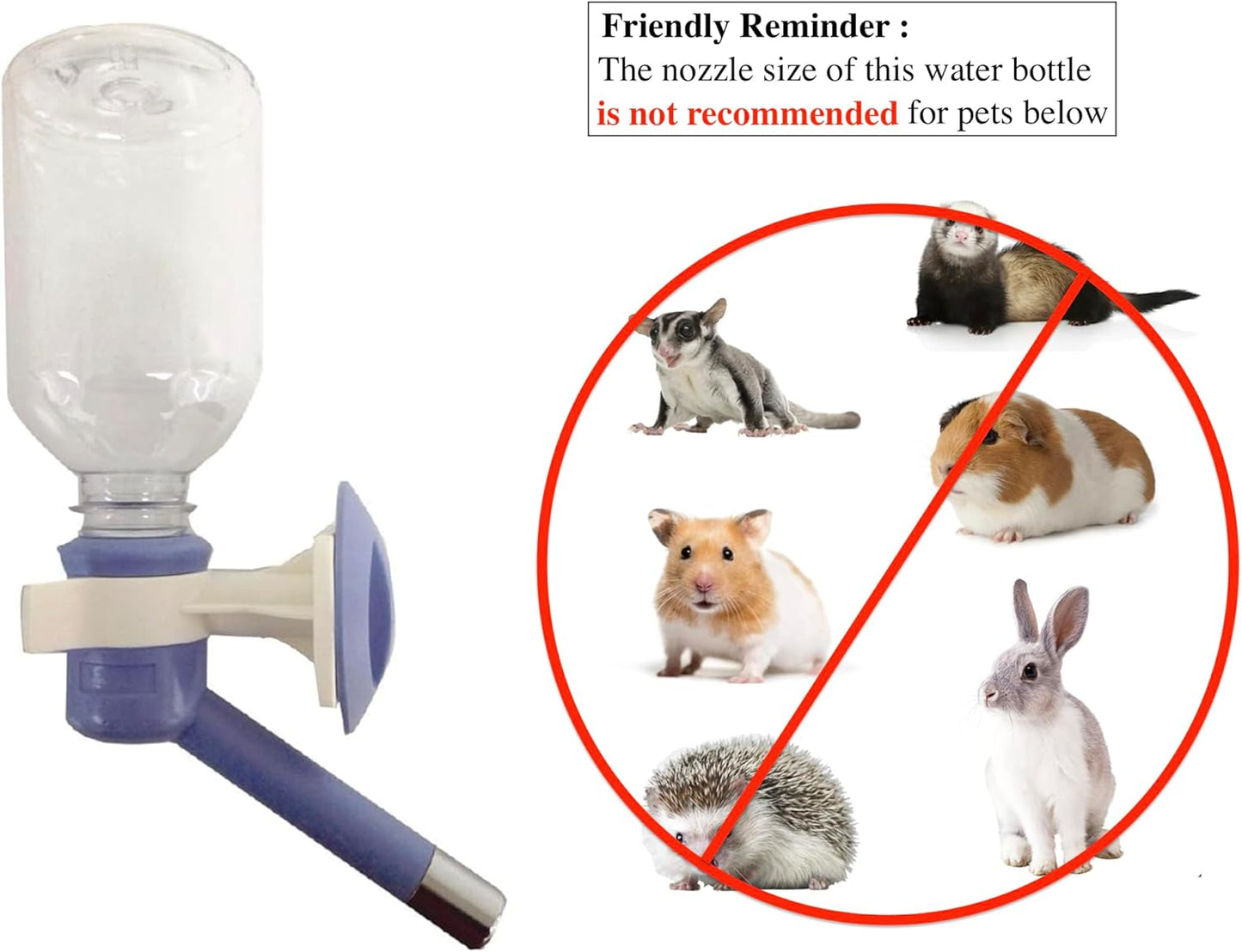 Choco Nose Patented No-Drip Dog Water Bottle/Feeder for Dogs/Cats and Other Small-Medium Sized Animals - for Cages, Crates or Wall Mount. 10.2 Oz. Mess Free Leak-Proof Nozzle 16mm, Blue (C590)