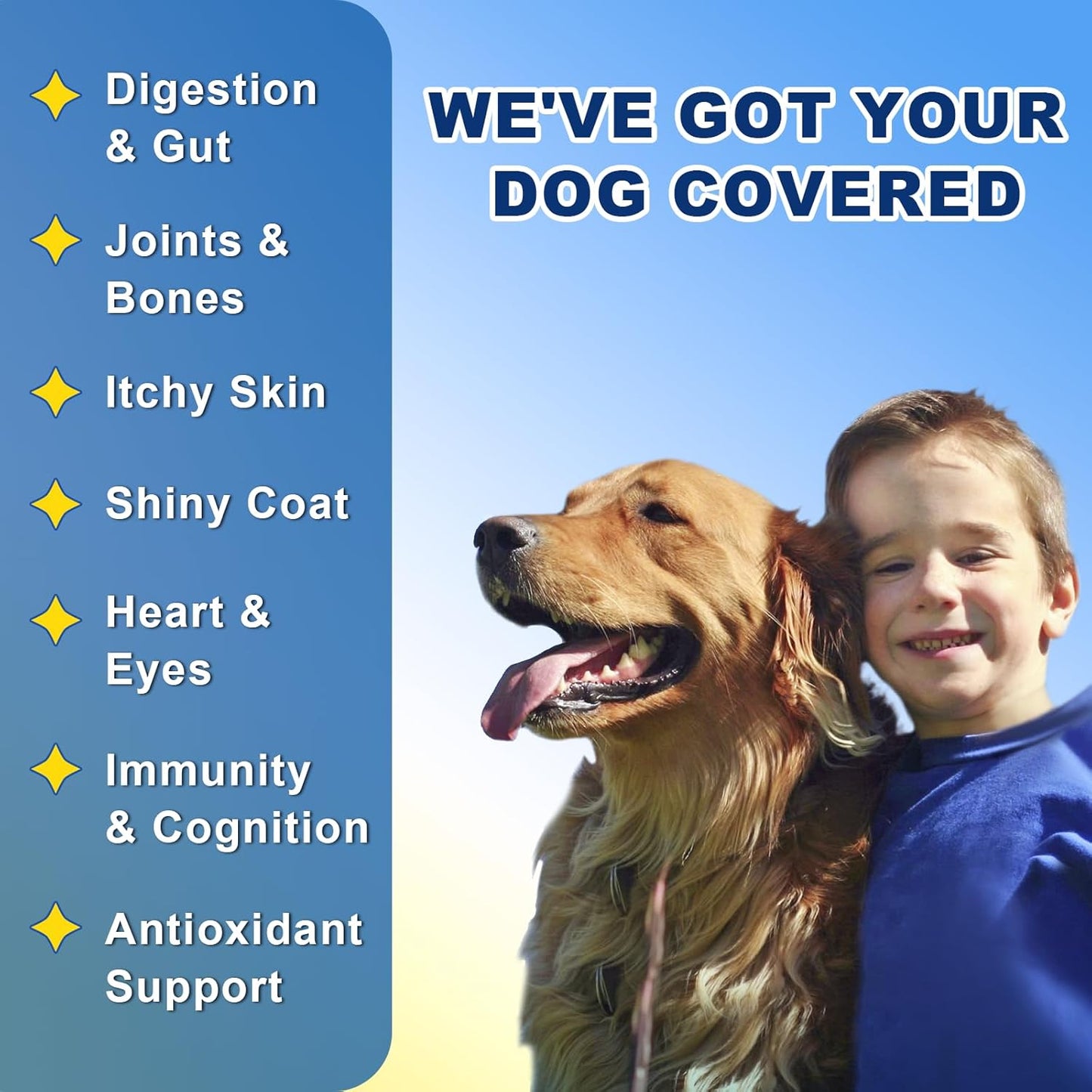 Dog Vitamins, Dog Multivitamin Powder, with Probiotics, Glucosamine, Omega 3, Support Gut, Joint & Mobility, Itch Skin & Coat, Minerals & Antioxidant for Immune Health, Daily Essential Dog Supplements