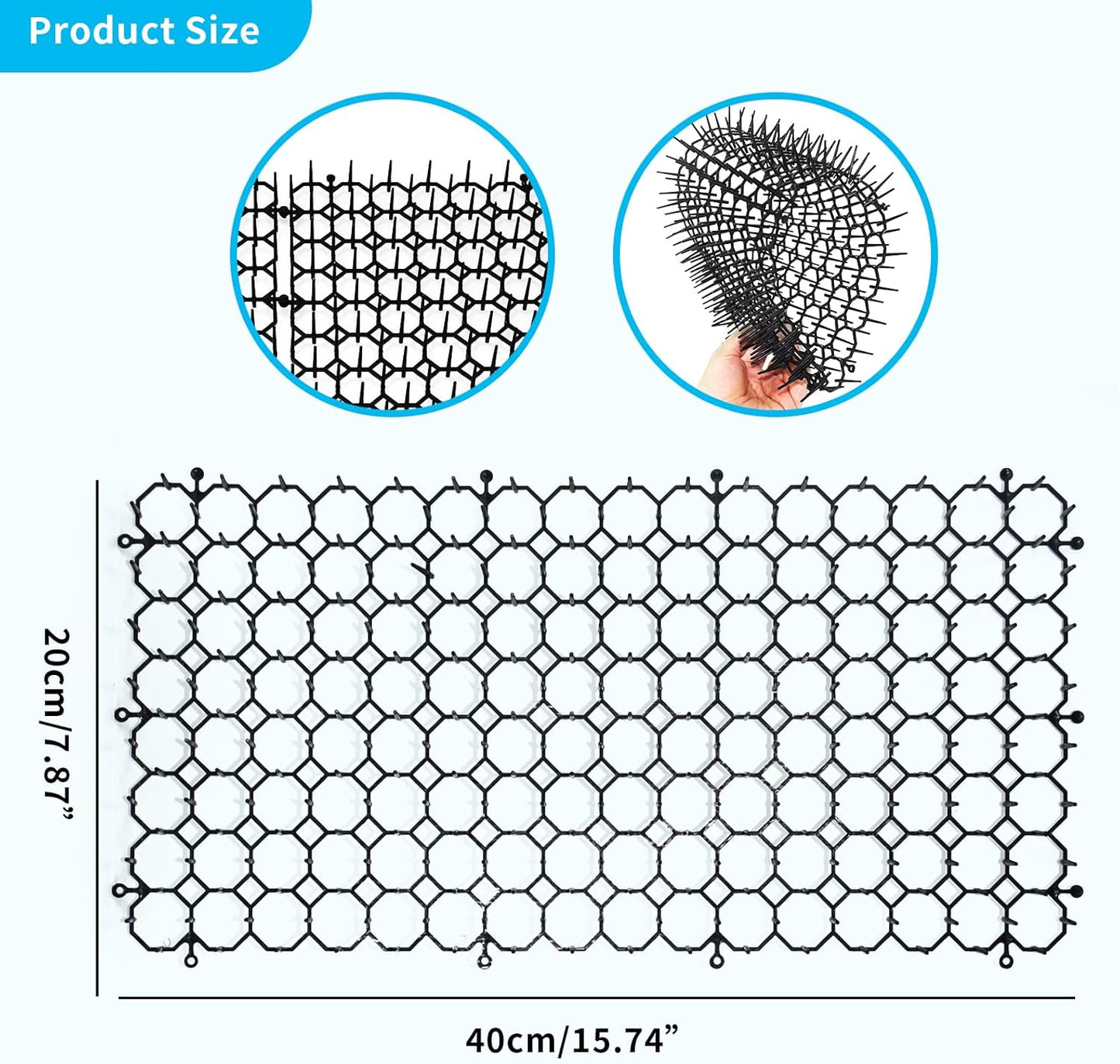 10 Pack 16 x 8 Inch Cat Scat Mat with Spikes, Scat Mat for Cats Cat Deterrent Mat Digging Stopper Repellent Spike Mat