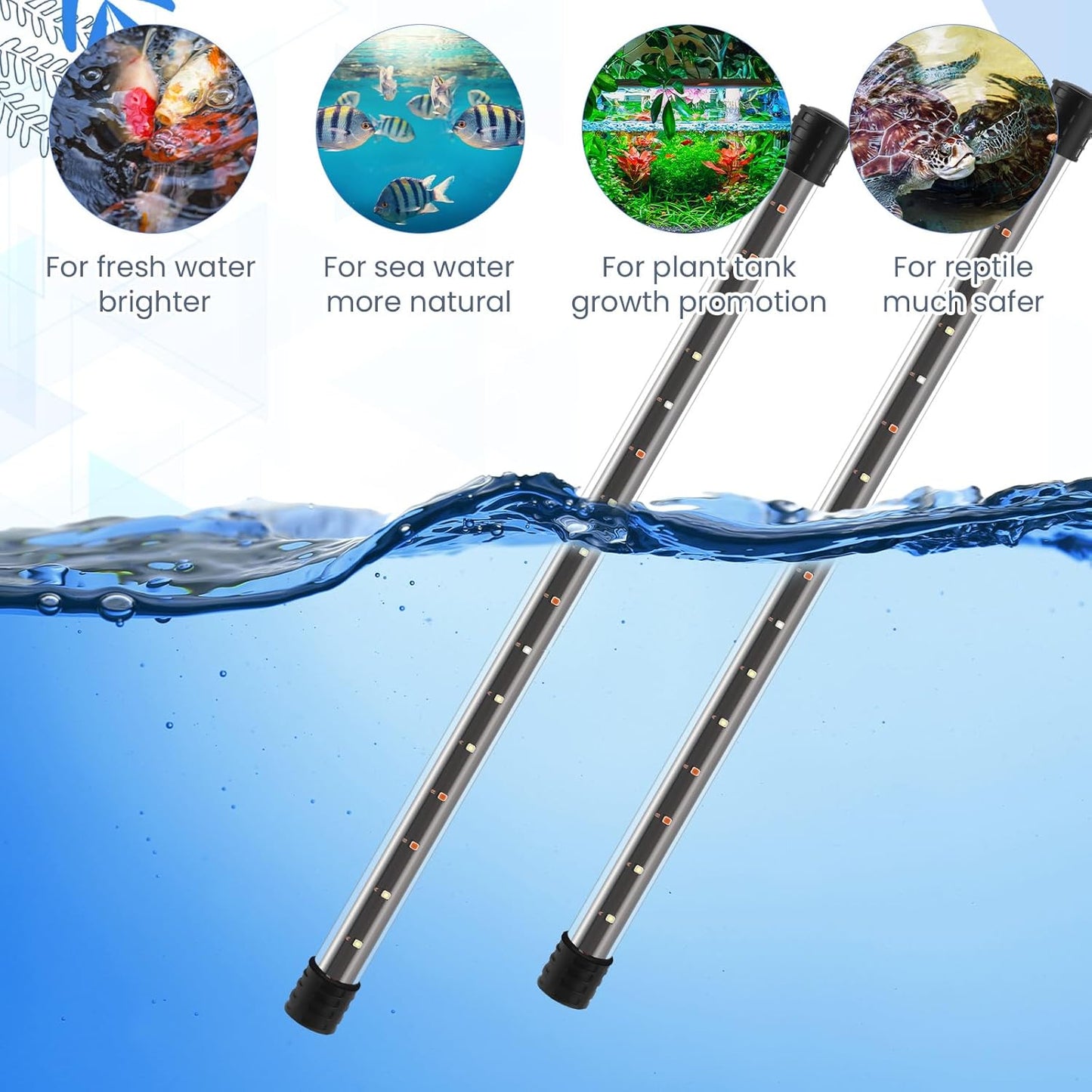 Sieral Aquarium Lids Polycarbonate Canopy with LED Light 2 Pcs Set 22.95 x 11.5 x 0.12 Inch for 33/40/55 Gallon with Center Brace Aquariums Cover Fish Tank Lid with a Hook Knife, Black