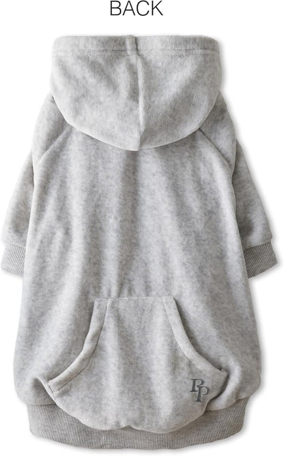 Cooper II Organic Cotton Velour Dog Hoodie Pet Coat for Small, Medium and Large Dogs, Light Heather Gray, XX-Large (70-110 lbs)