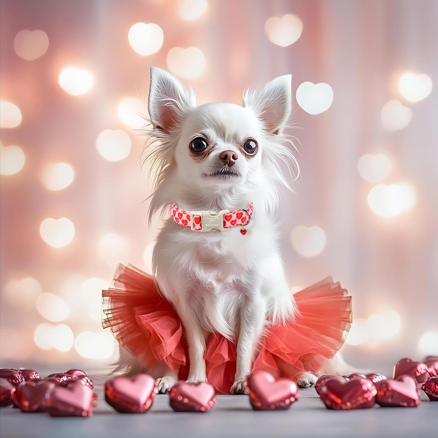 Valentines Dog Collar for Small Dogs - Red Love Valentine Dog Collar, Romantic Sweetheart Text Print, Lightweight Adjustable Boy Girl Dogs Collars with Quick-Release Buckle XS