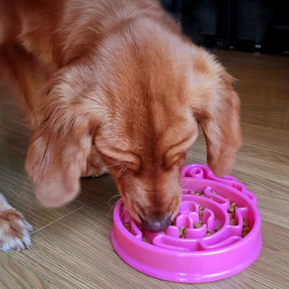 Slow Feeder Dog & Cat Bowl - Interactive Maze Puzzle Dish for Healthy Digestion, Anti-Gulping Food Grade Feeder(Pink)