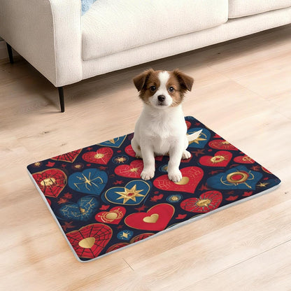 susiyo Artistic Blue Hearts Dog Bed Mat - Super Soft & Warm Pet Pad, 25x18 Inch Machine Washable Mat for Small Medium Dogs, Couch Protector, Crate & Travel Bed Topper