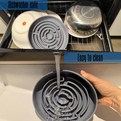 Slow Feeder Dog Bowl, Cat Slow Feeders Slow Eating, Modern Lick Mat Design, Reduces Gulping, Dishwasher Safe, Suit for All Cat & Dog Breeds (Beige)