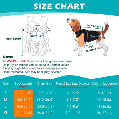 PetBonus Pet Front Dog Carrier Backpacks, Adjustable Pet Backpack, Legs Out Easy-fit Puppy Chest Carrier for Medium Small Dogs, Hands Free for Hiking, Cycling (Army Green, XL)