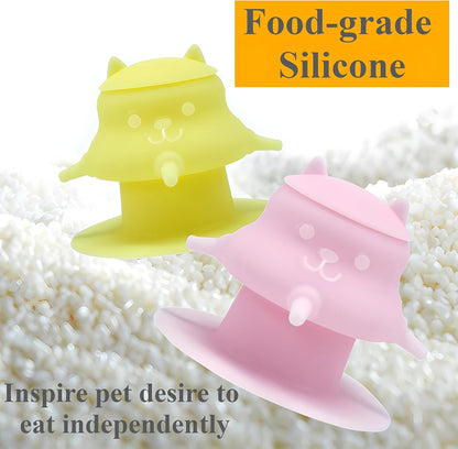 230ML Silicone Puppy Feeder for Multiple Puppies, Puppy Milk Feeder Puppy Bottles for Nursing Station with 4 Teats for Kittens, Puppies, Rabbits, Pigs Nursing Supplies (Pink)