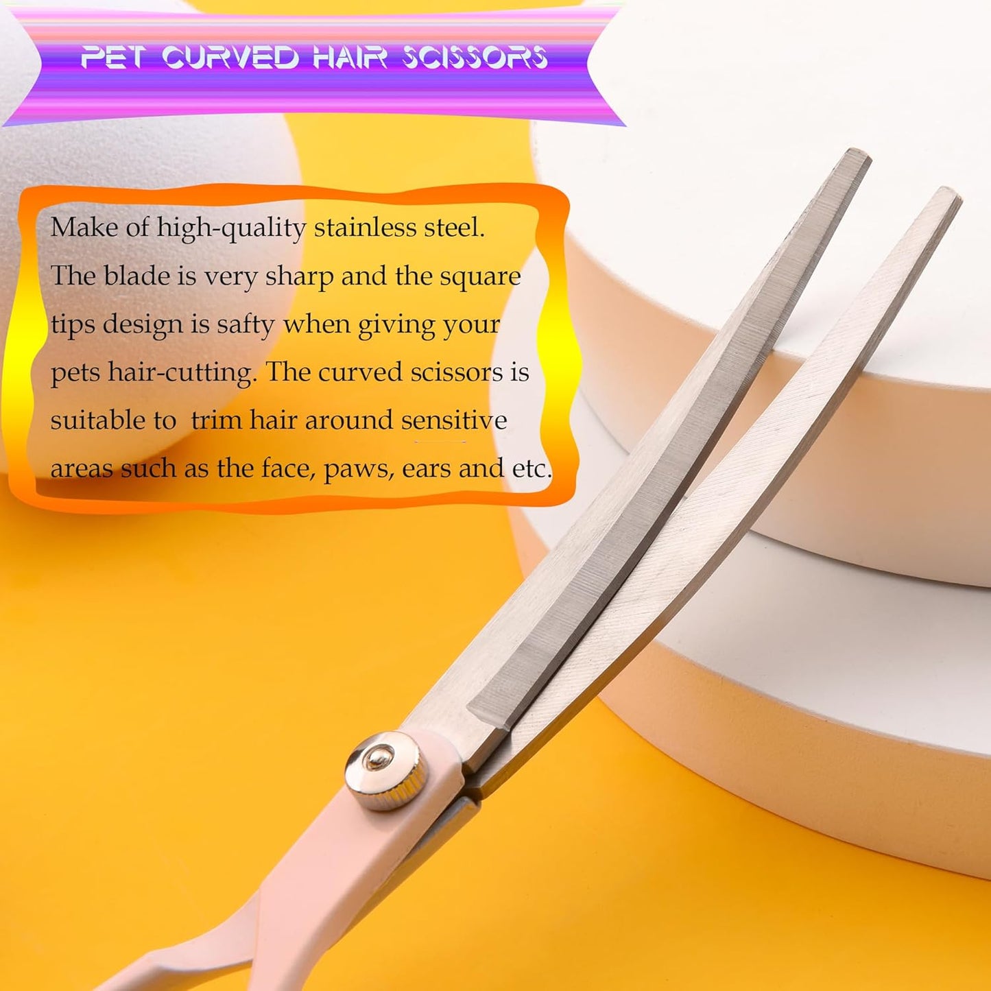 Dog Grooming Scissors Kit, Fcysy Professional Dog Trimming Scissors Set, Hair Cutting Curved Thinning Shears for Pet Cat at Home, Pet Grooming Supplies