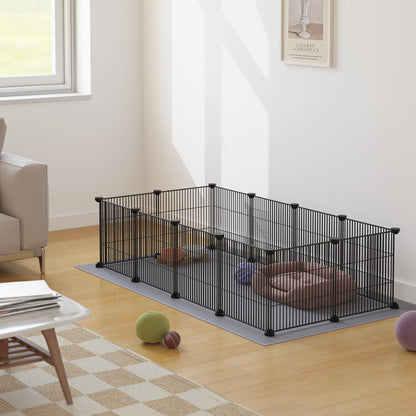 DIY Small Animal Playpen, Pet Playpen, Guinea Pig Cages, Rabbit Playpen, Dog Puppy Playpen, Indoor Metal Wire Yard Fence, 15 X 12 Inch, 12 Panels, Black