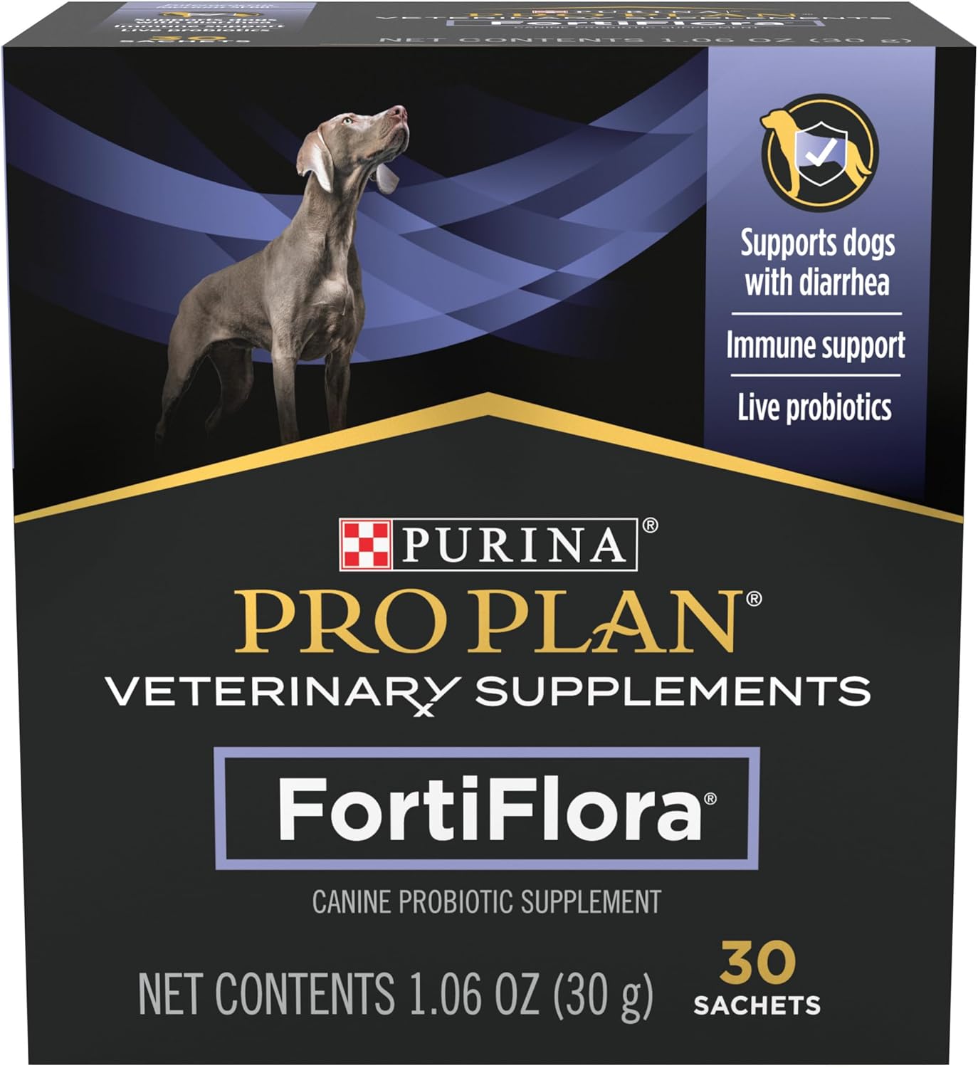 Purina Pro Plan Veterinary Supplements FortiFlora Canine Probiotics for Dogs, Helps Digestive Gut Health and Diarrhea - 30 ct. Box